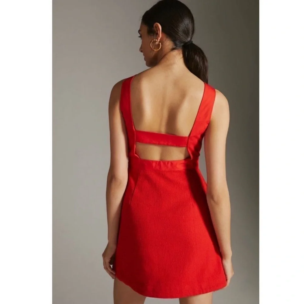 NWT Anthropologie - Maeve Red Sleeveless Scoopneck Mini Dress - Picture 3 of 10
